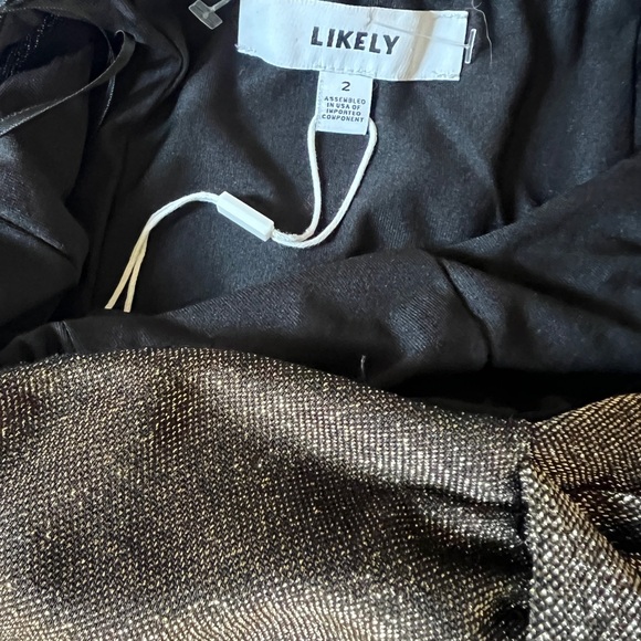 Likely Strapless Shimmering Gold Black Dress - Picture 2 of 5